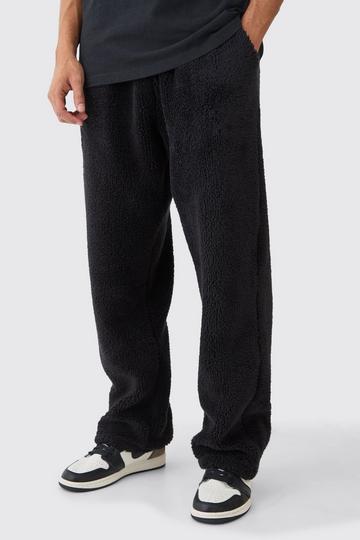 Oversized Plain Borg Jogger black