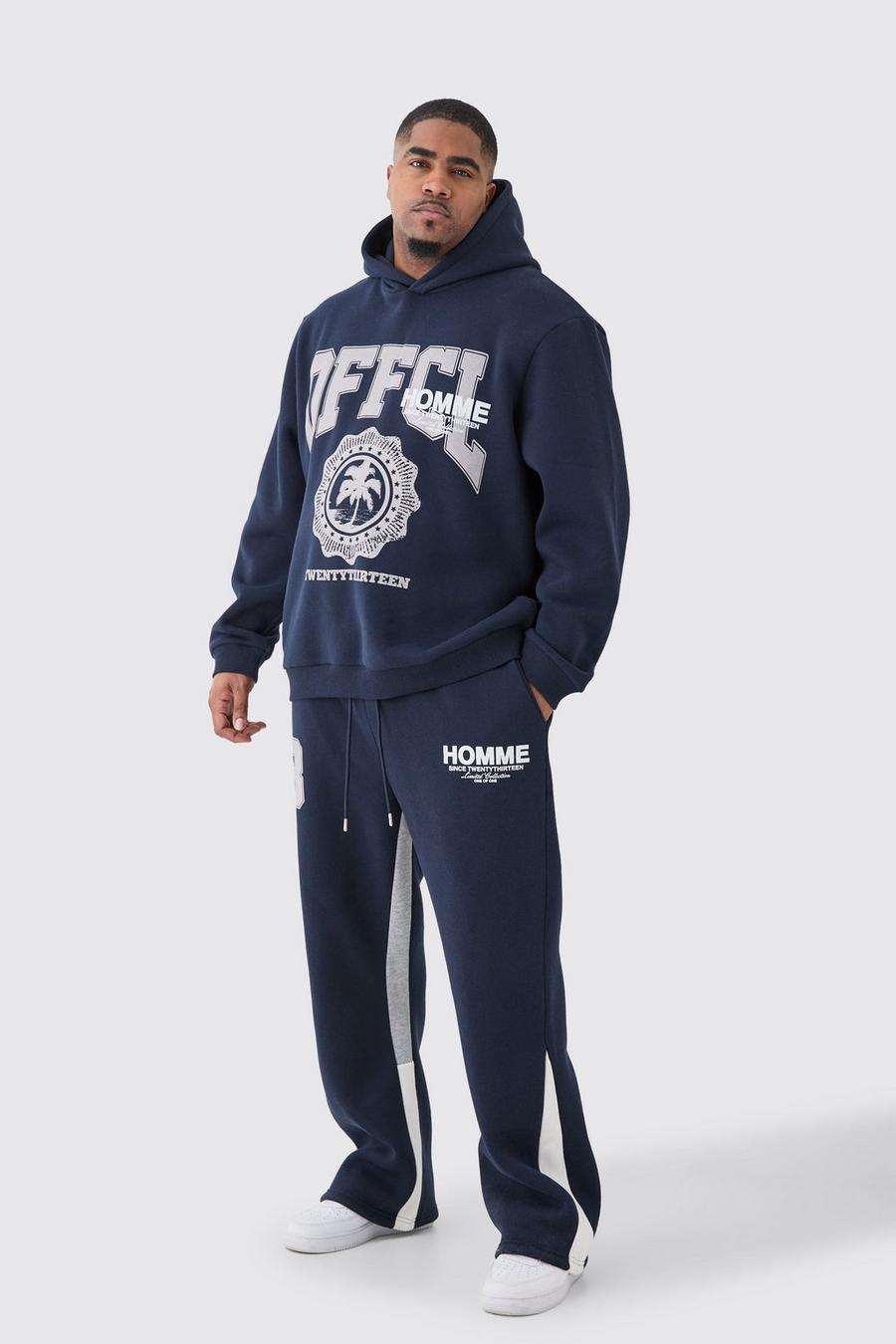 Plus Homme Official 13 Hooded Gusset Tracksuit In Navy image number 1