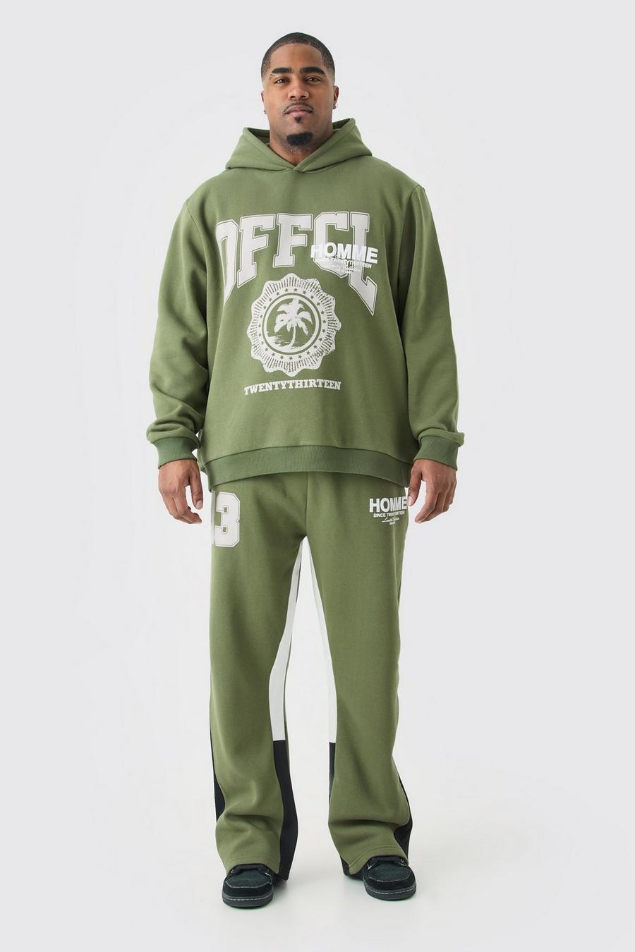 Plus Homme Official 13 Hooded Gusset Tracksuit In Khaki image number 1