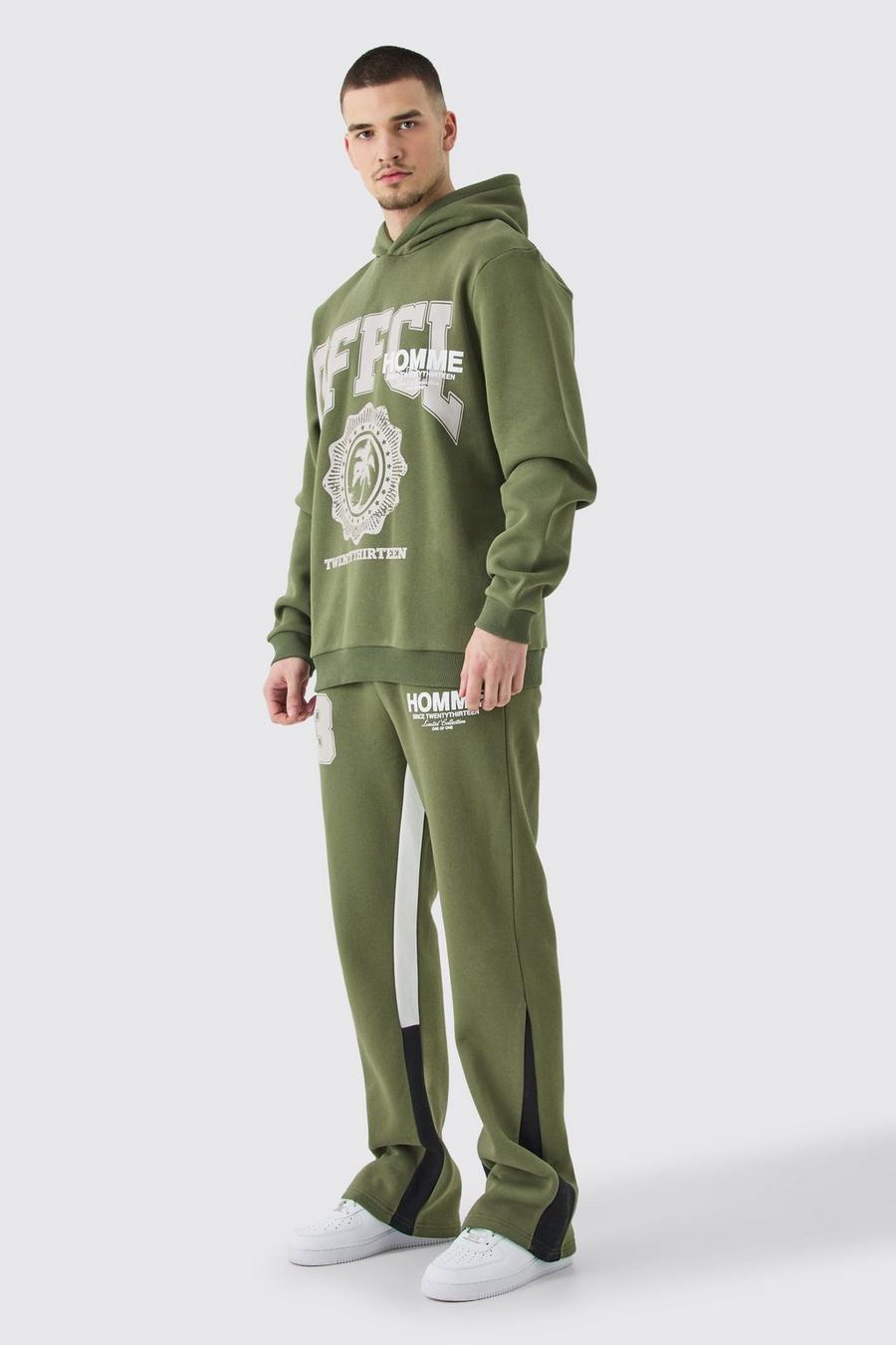 Tall Homme Official 13 Hooded Gusset Tracksuit In Khaki image number 1