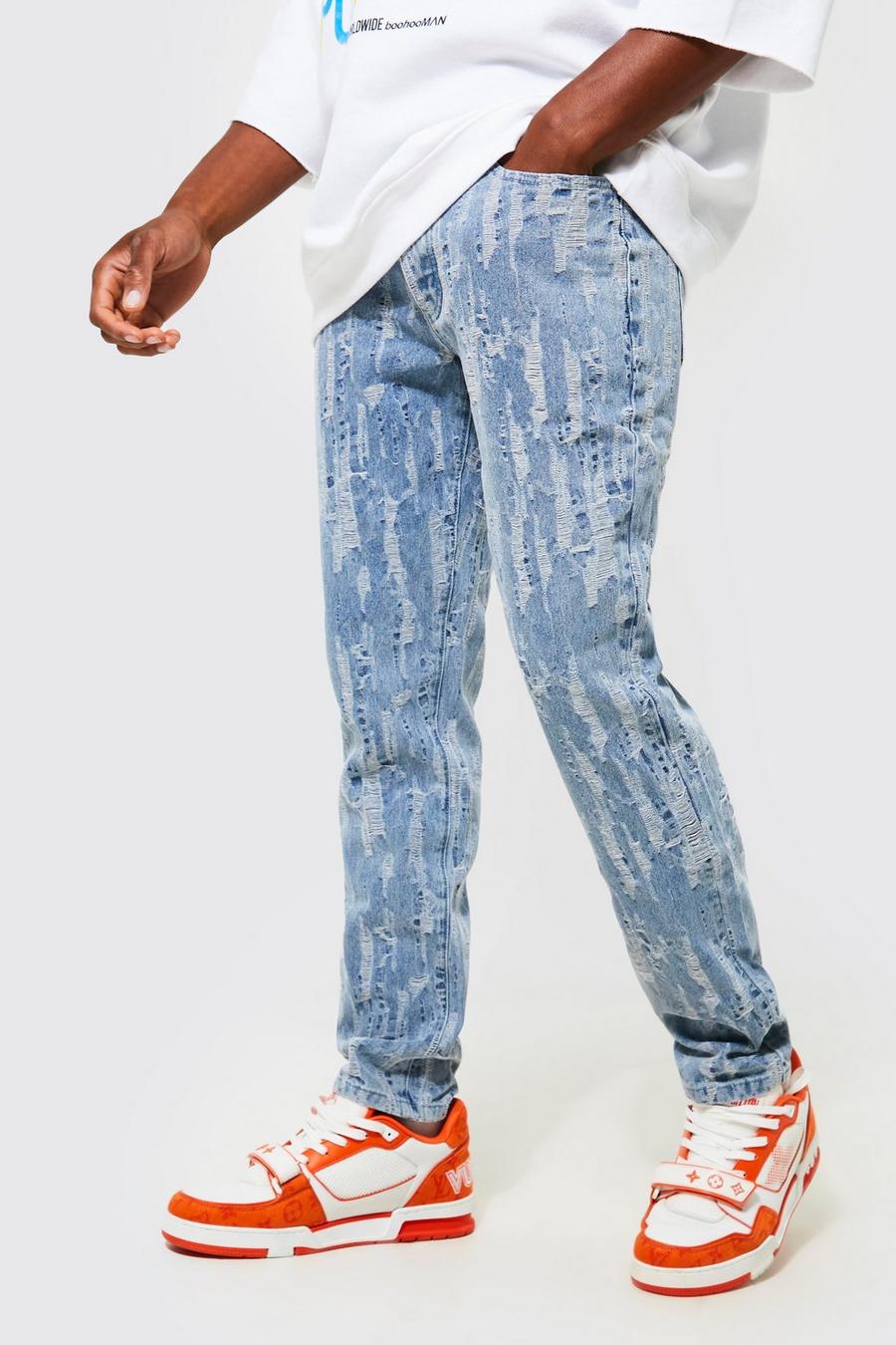 Slim Fit Fabric Interest Jeans In Ice Blue