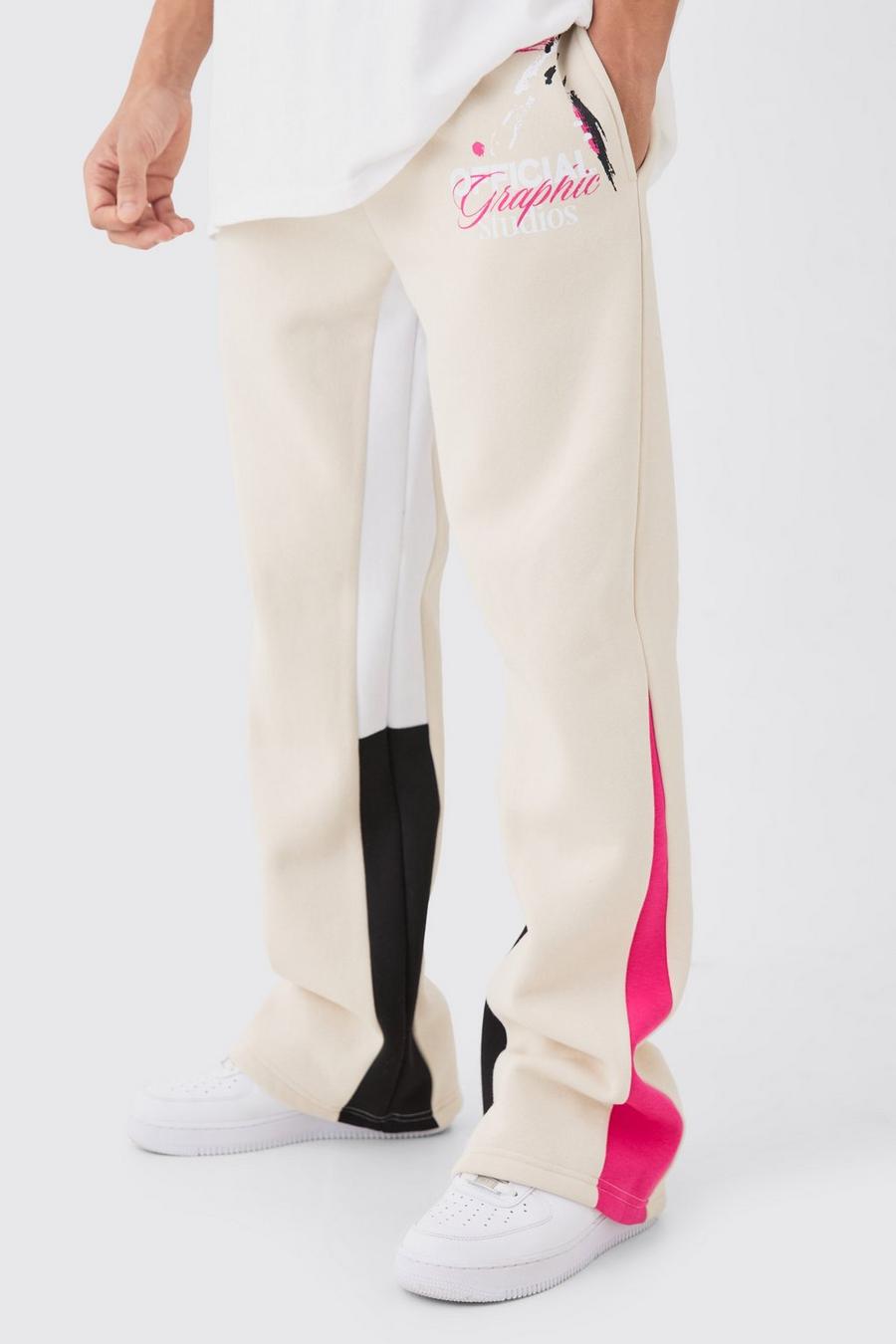 Pantaloni tuta Core con inserti e schizzi di colore, Stone image number 1