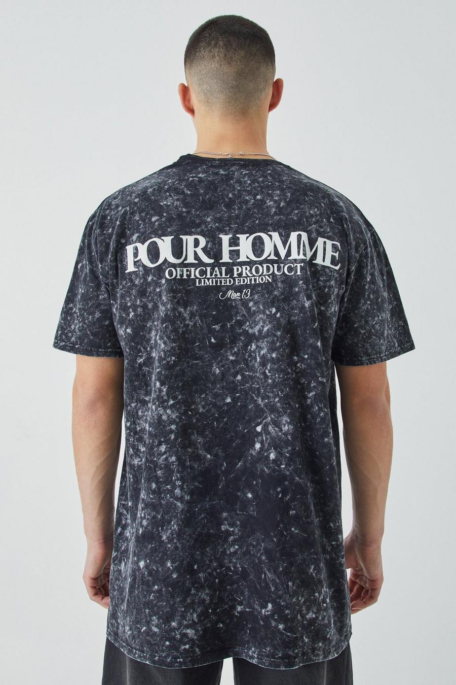 Oversize T-Shirt mit Acid-Waschung und Print, Black image number 1