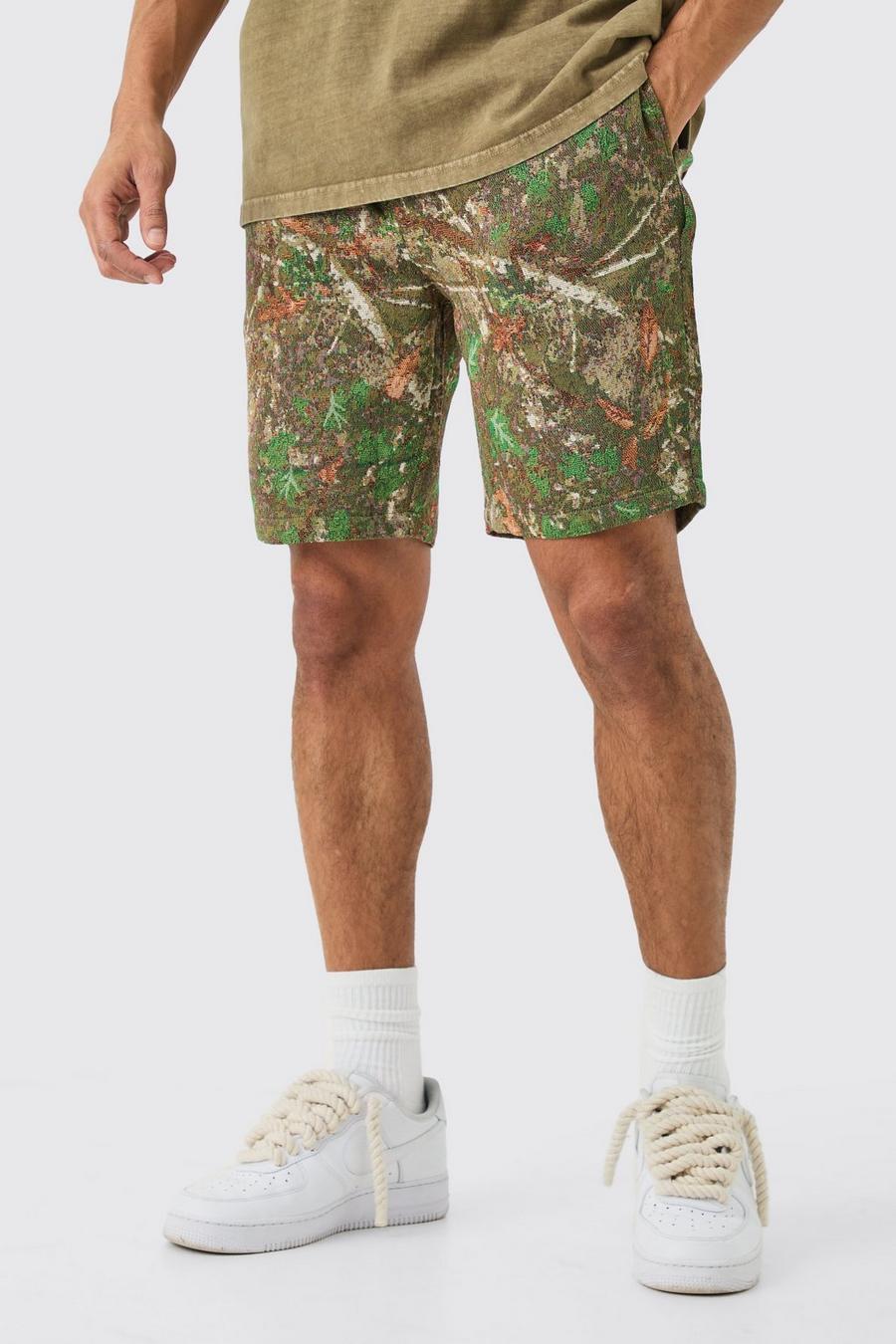 Lockere Shorts mit elastischem Bund, Khaki image number 1
