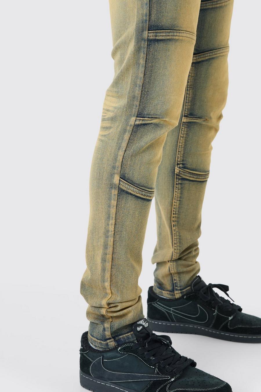 Mid blue Tall Skinny Stretch Tinted Panelled Jeans image number 1