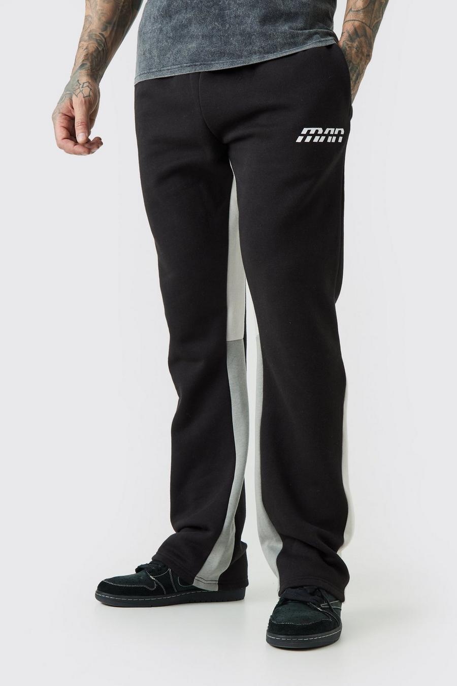 Pantaloni tuta Tall Slim Fit a blocchi di colore con inserti, Black image number 1