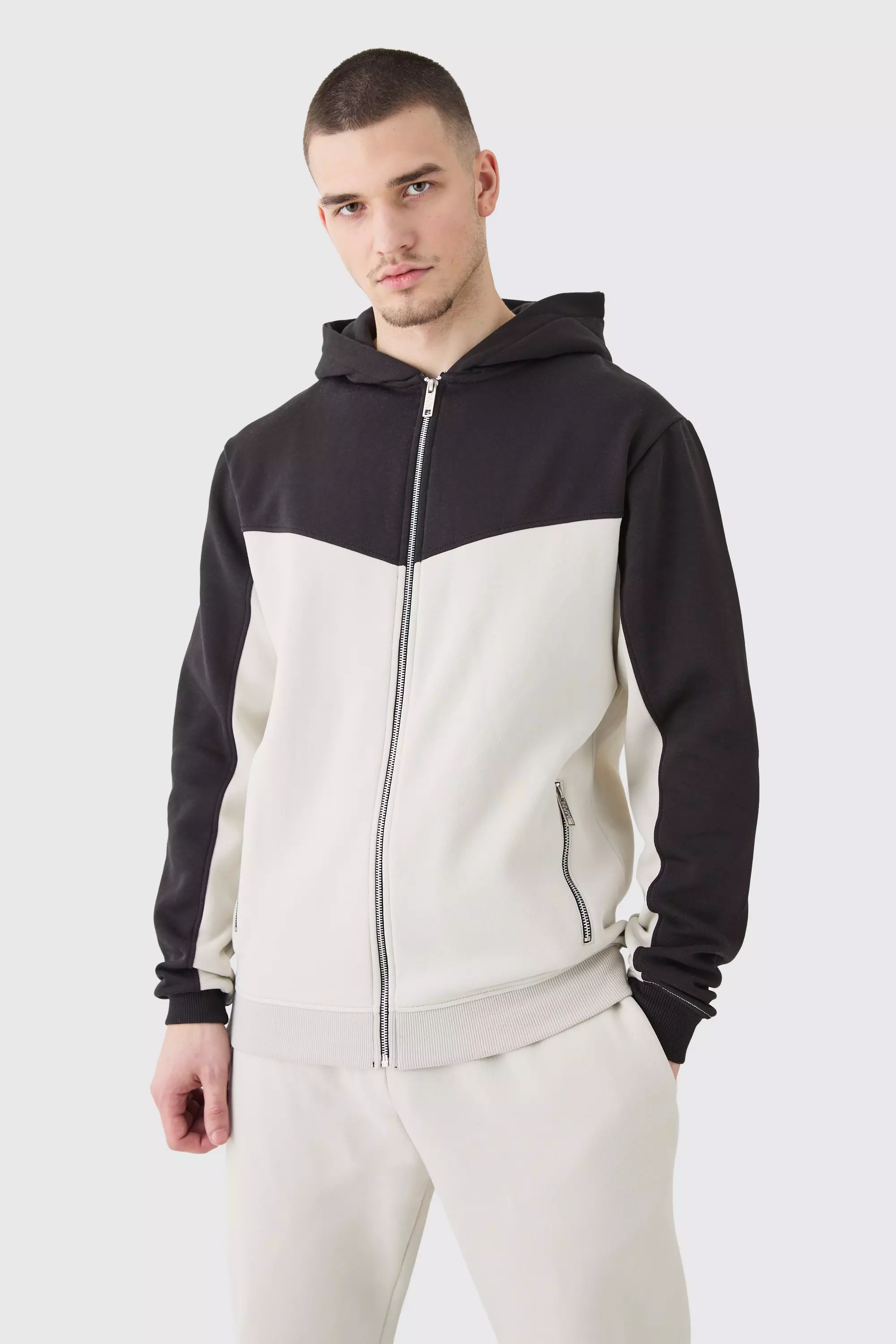 Grey Tall Slim Fit Colour Block Tracksuit alternative image