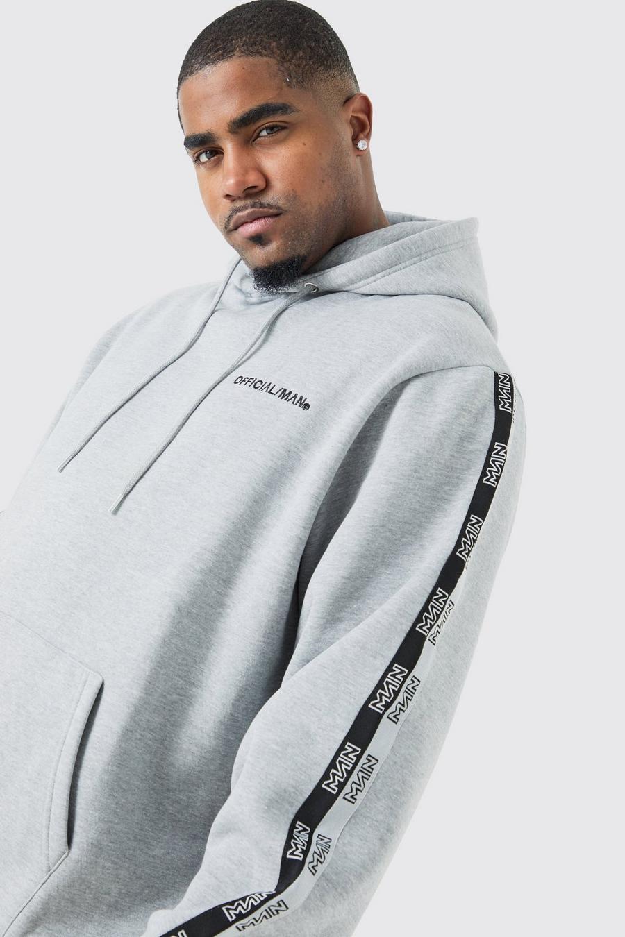 Grey marl Plus Official MAN Hoodie med kantband