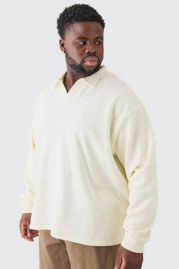 Plus Oversized Revere Neck Rugby Polo ecru