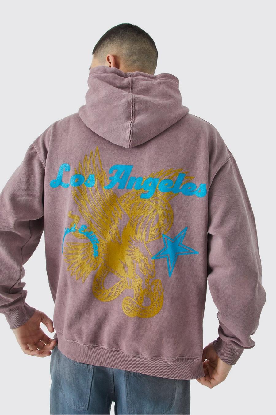 Chocolate Los Angeles Oversize Urblekt hoodie image number 1