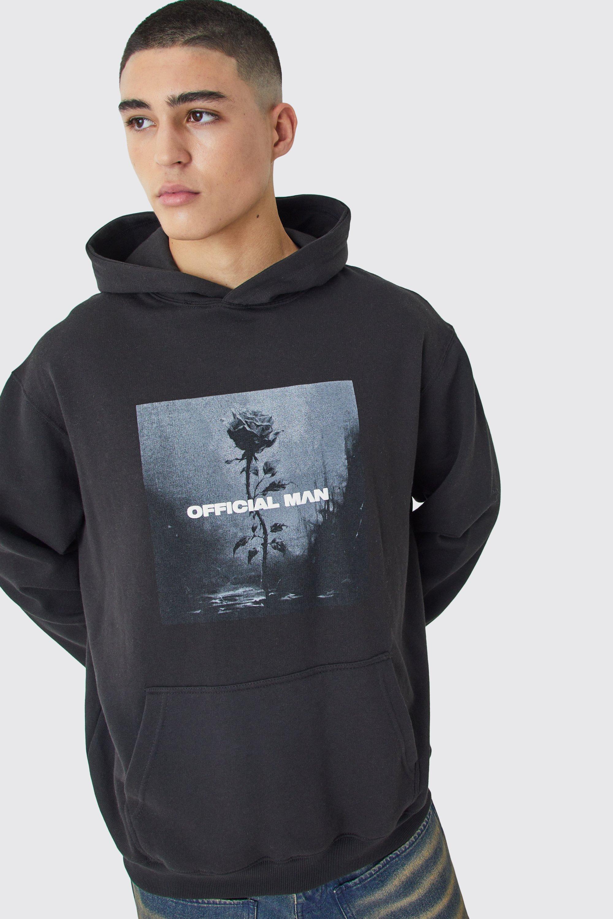 Oversized Rose Man Graphic Hoodie