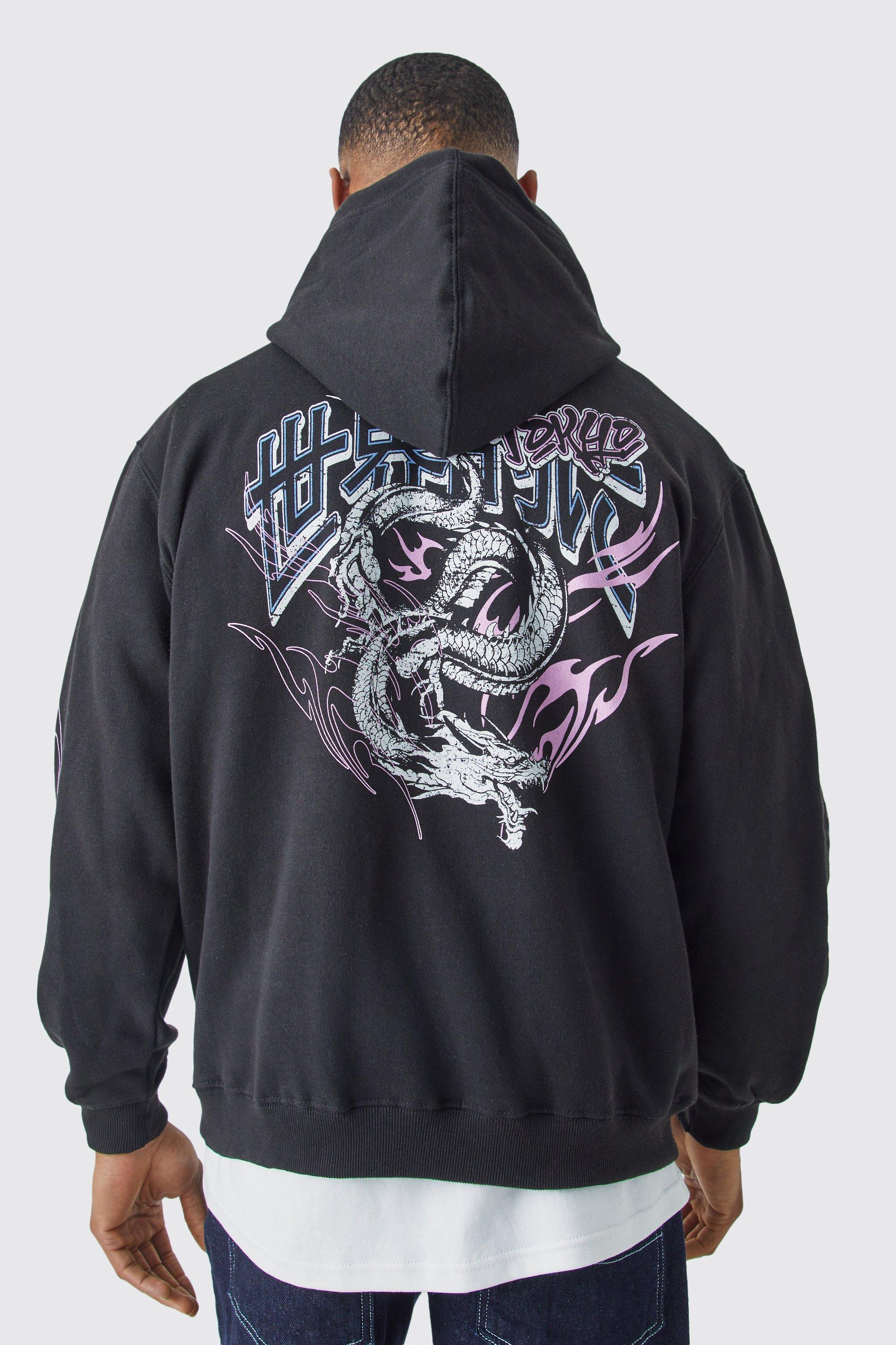 Oversized Dragon Graphic Hoodie