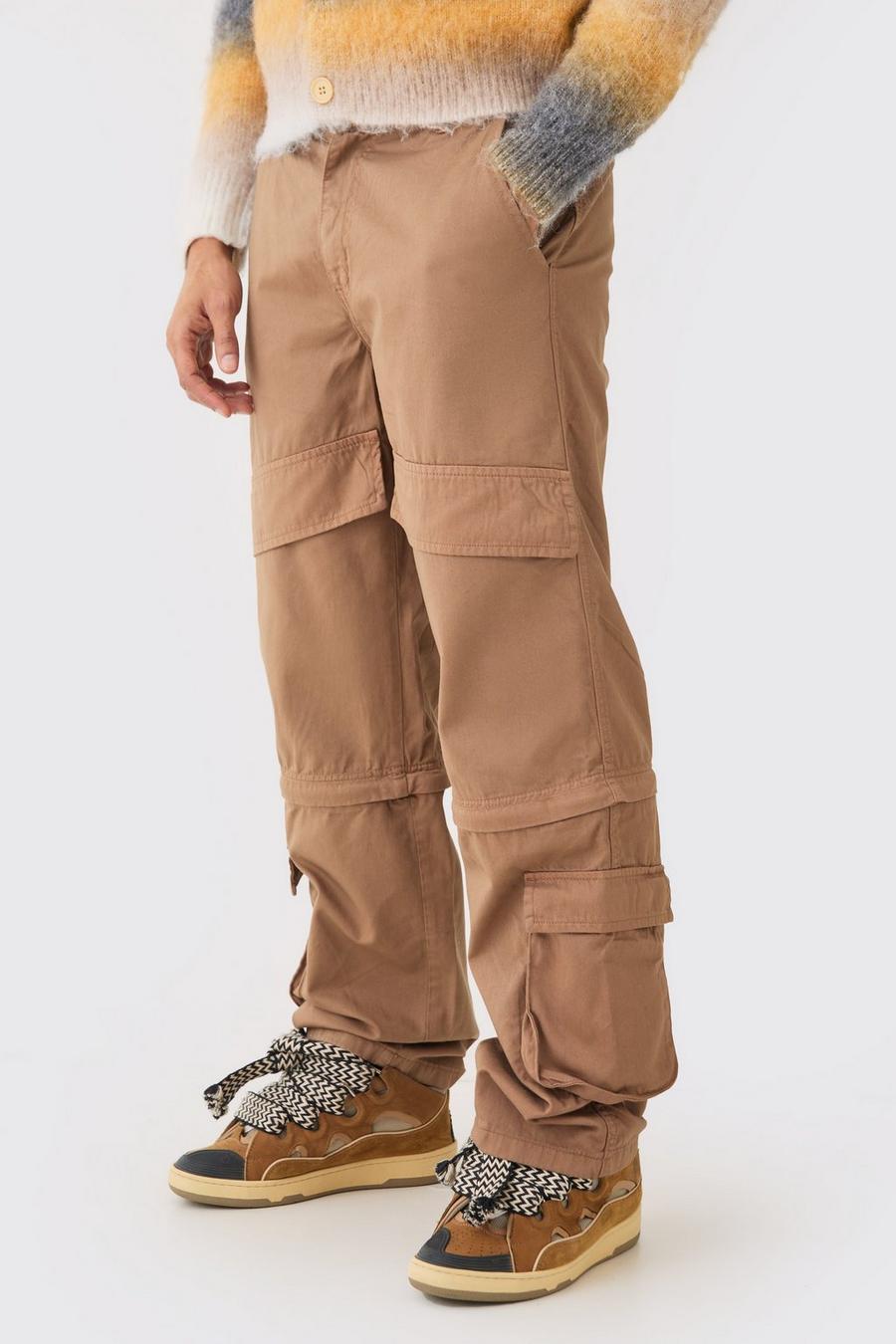 Pantaloni extra comodi con zip in vita fissa, Tobacco image number 1