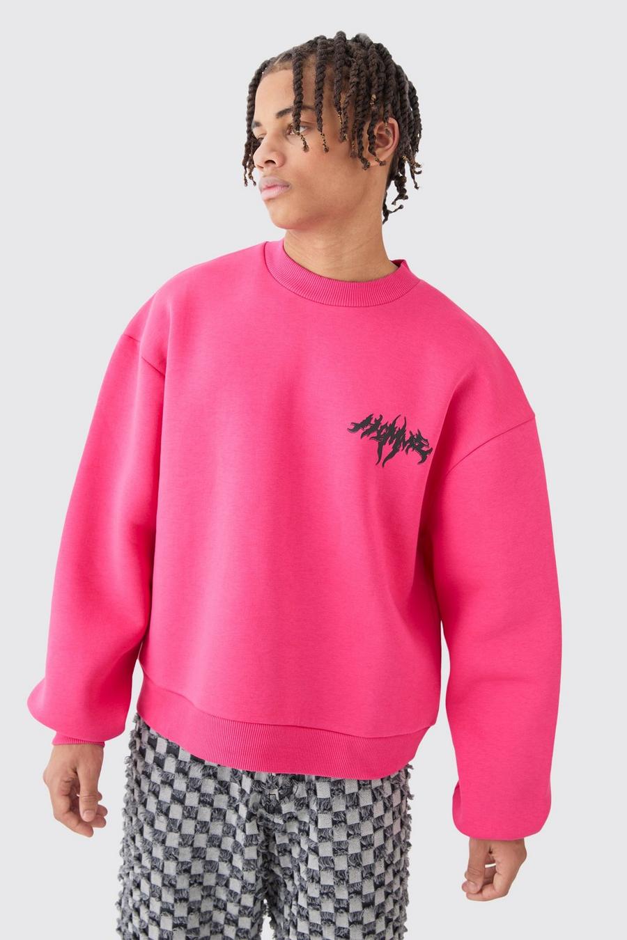 Pink Oversized Boxy Homme Trui image number 1