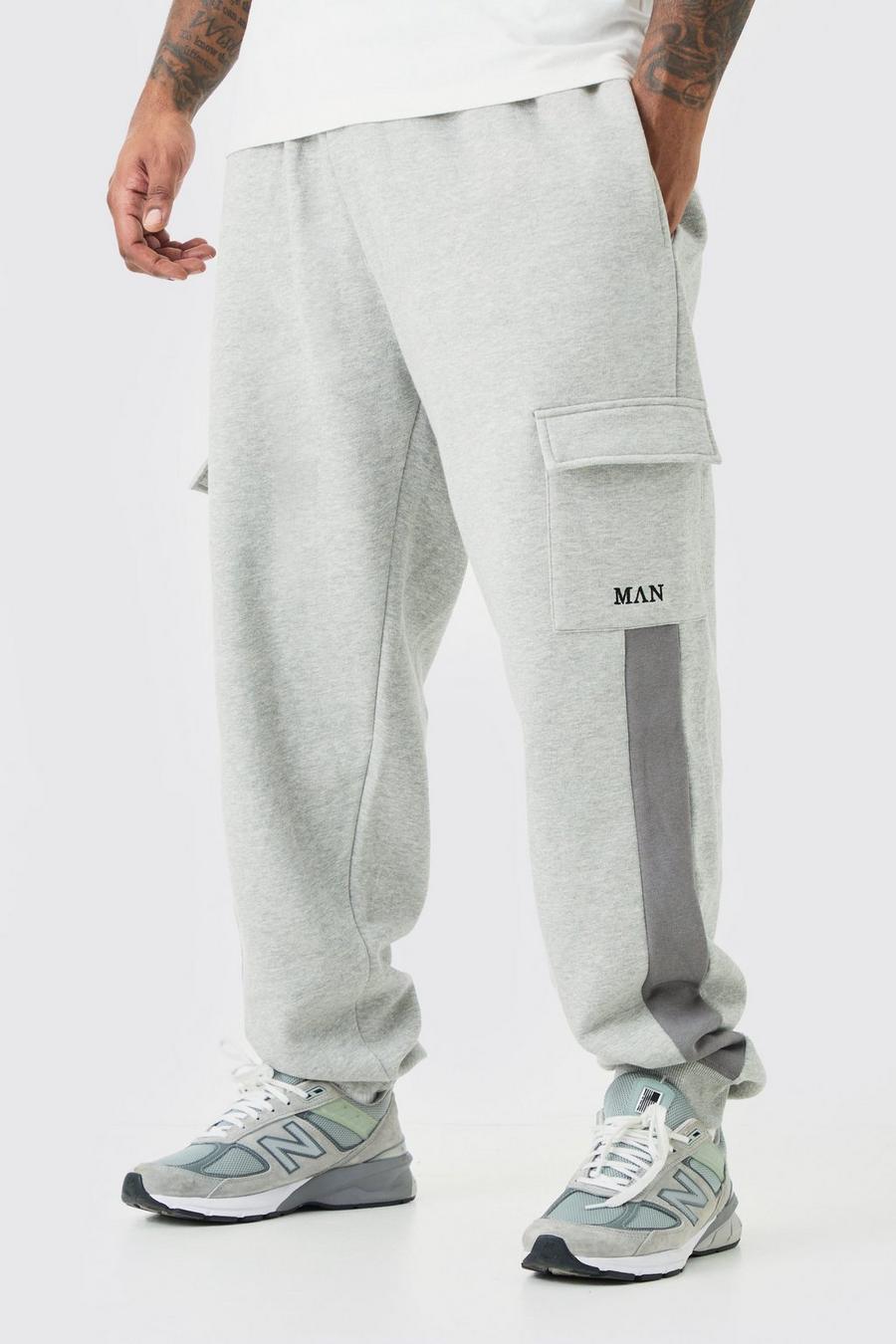 Pantaloni tuta Plus Size Man con tasche Cargo, Grey marl image number 1