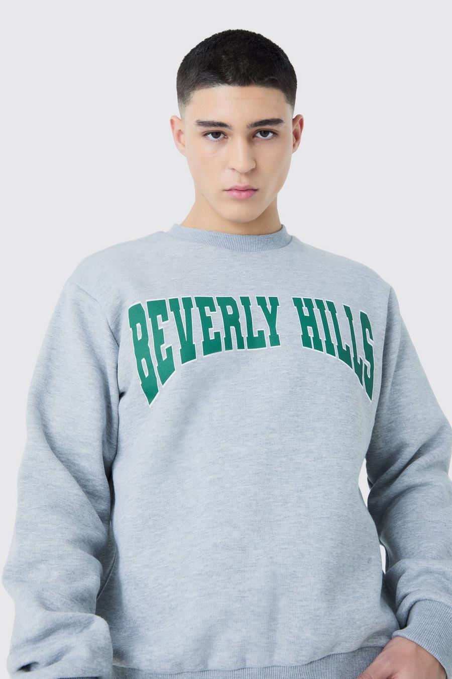 Sudadera universitaria de Beverley Hills, Grey marl image number 1