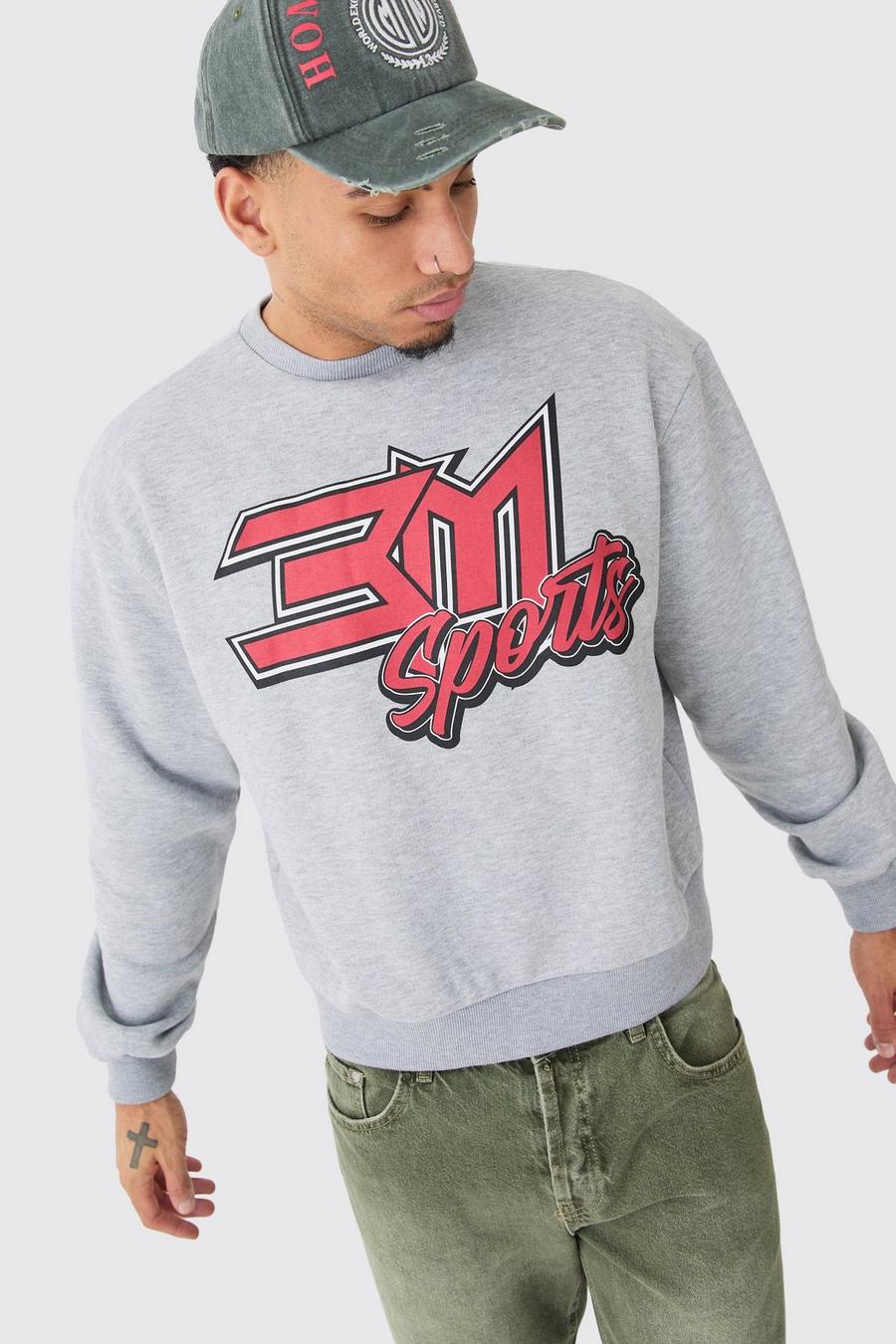 Grey marl BM Oversize sweatshirt i boxig modell image number 1