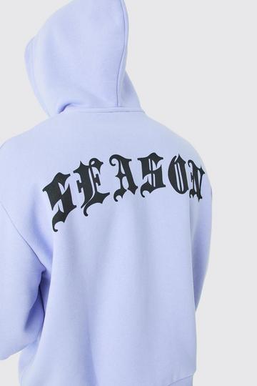 Oversized Boxy Zip Thru Gothic Season Hoodie lilac