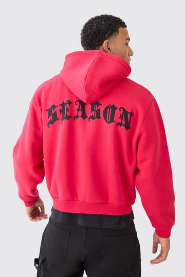 Oversized Boxy Zip Thru Gothic Season Hoodie red