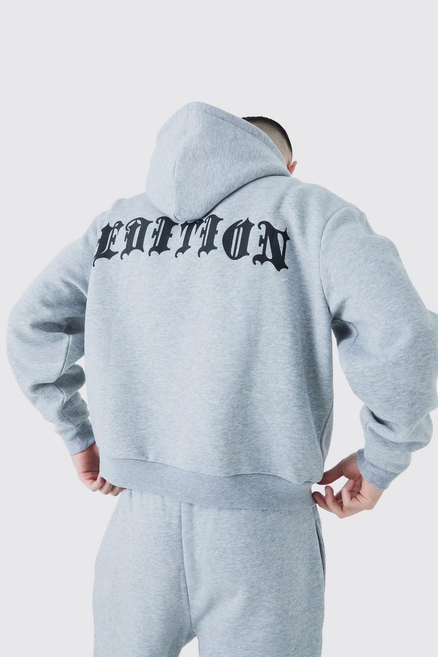Grey marl Oversized Boxy Gothic Edition Hoodie Met Rits image number 1