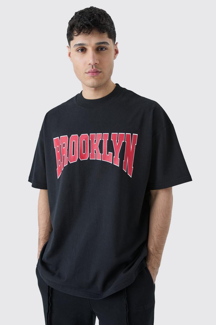 Black Oversized Extended Neck Brooklyn T-shirt image number 1