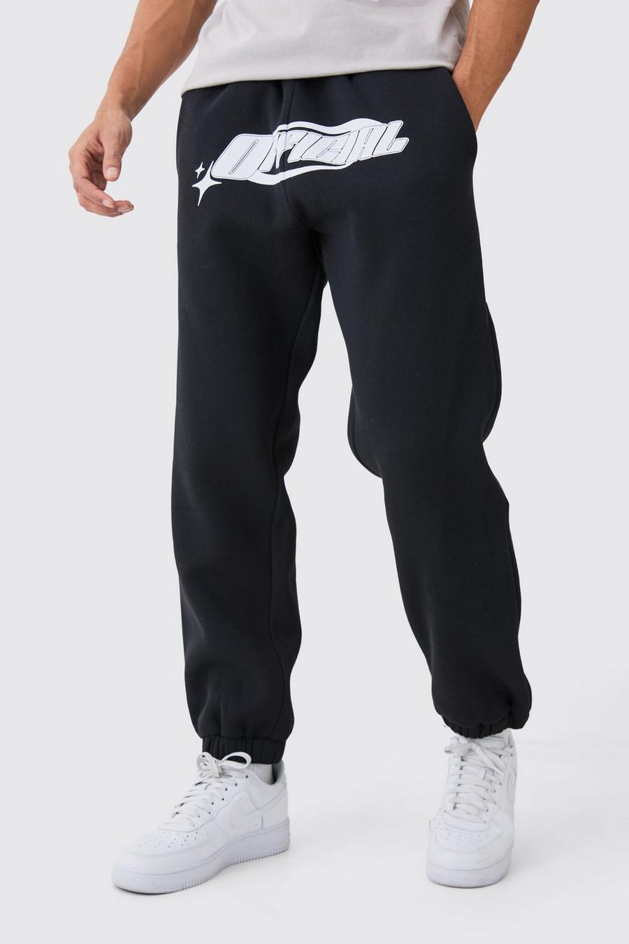 Pantalón deportivo oversize Official con estampado de estrellas, Black image number 1