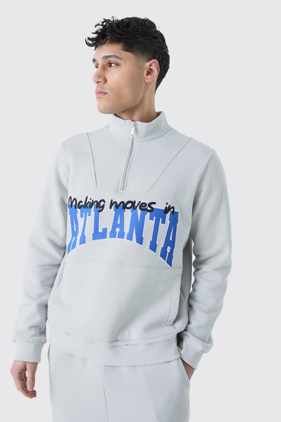 Atlanta Sweatshirt mit 1/4 Reißverschluss, Light grey image number 1