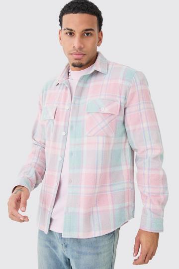 Regular Fit Pastel Check Overshirt pink