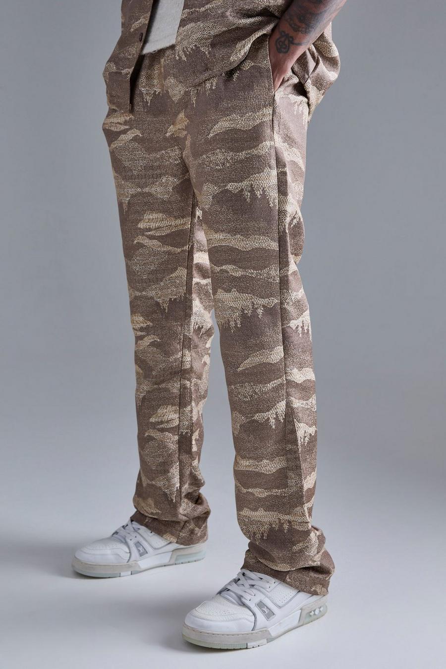 Pantalón ajustado con cintura elástica y refuerzos estilo tapiz, Multi image number 1