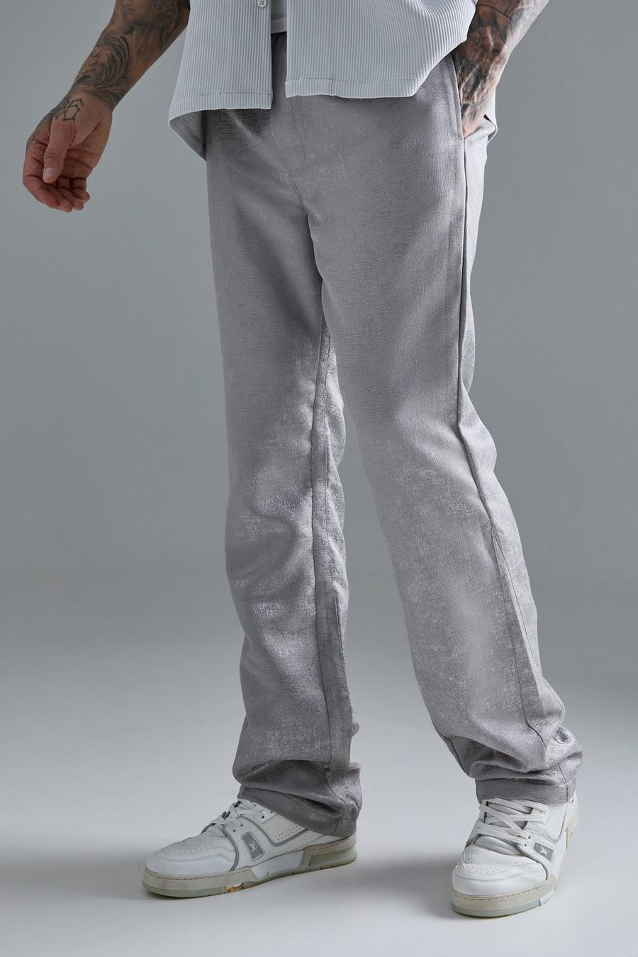 Stone Elasticated Waist Slim Gusset Texture Trouser