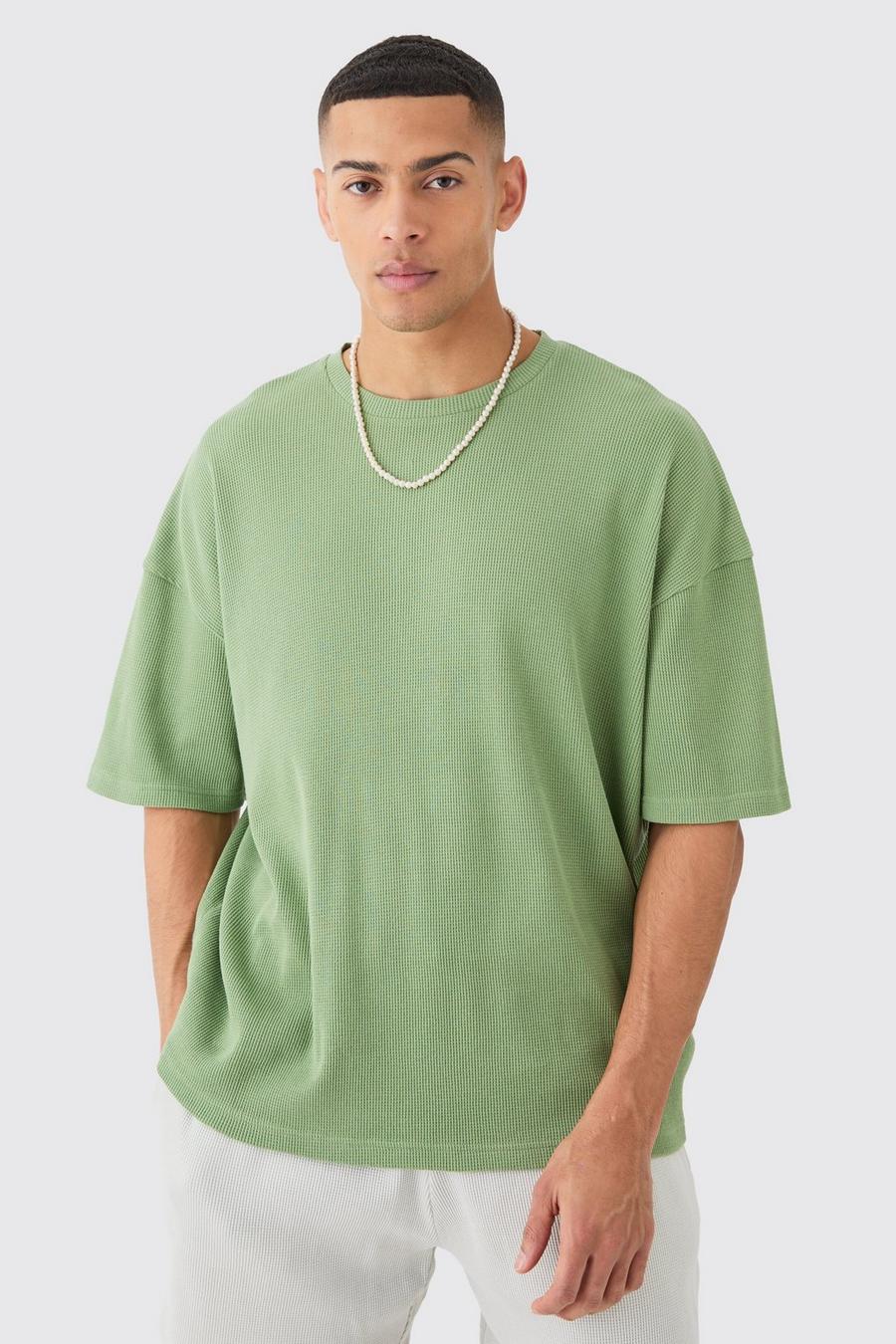 Camiseta oversize de tela gofre, Sage image number 1
