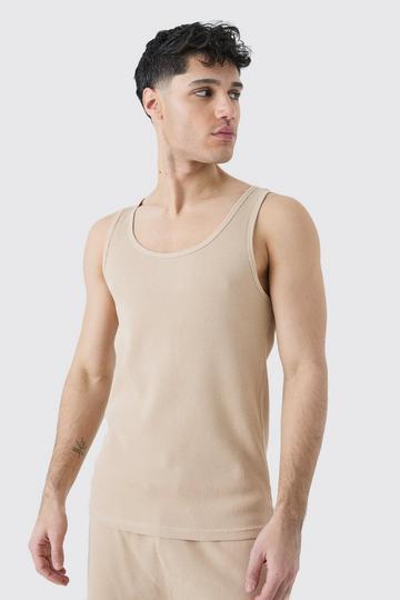 Slim Waffle Tank Top stone