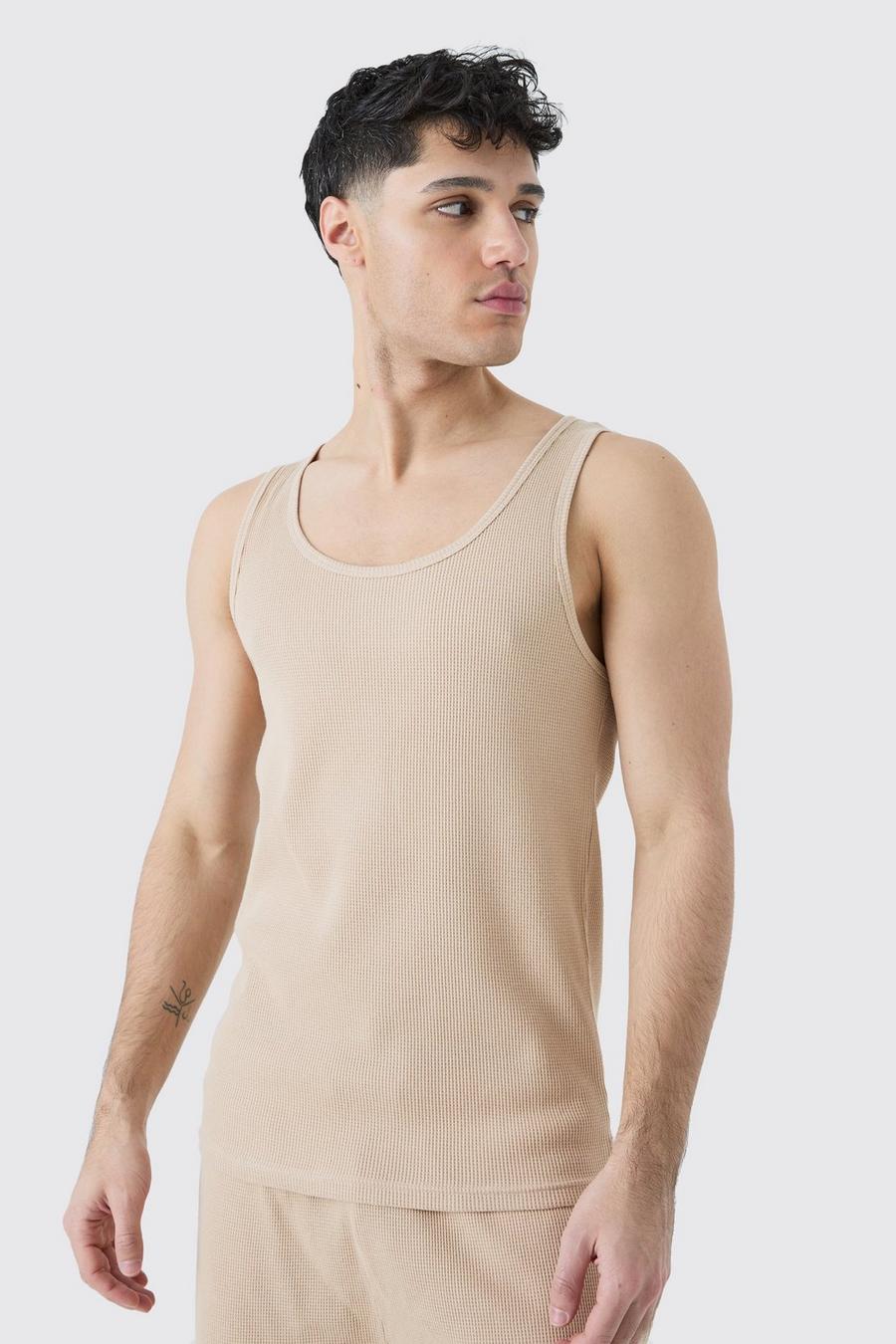 Tanktop in Waffeloptik, Stone