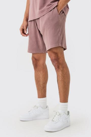 Relaxed Mid Length Waffle Short mauve