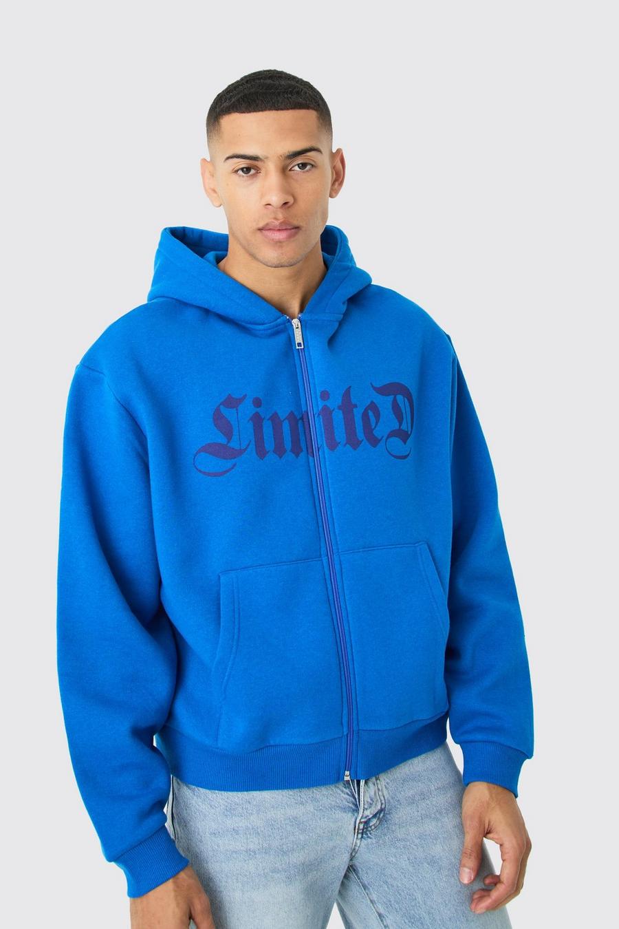 Cobalt Oversized Boxy Limited Zip Through Hoodie image number 1
