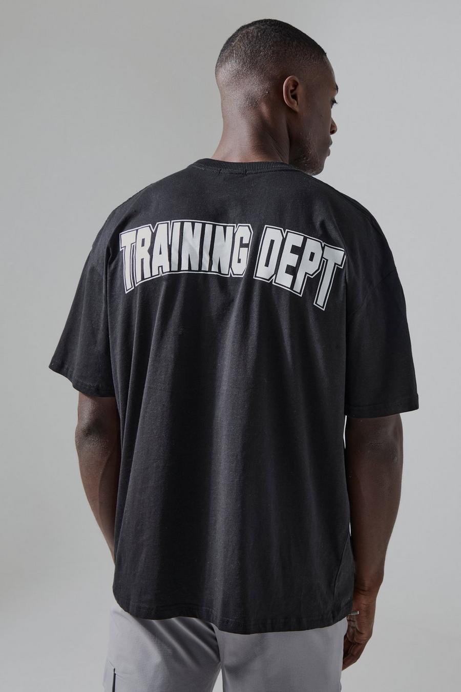 Black Active Training Dept Curved Print Oversized Tshirt  image number 1