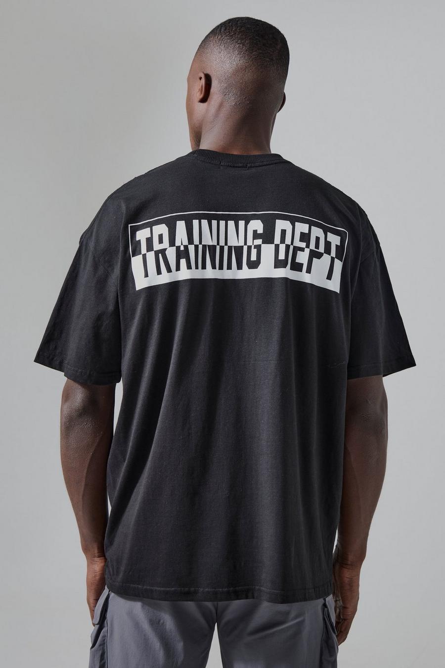 Black noir Active Oversized Two Tone Training Dept T-Shirt Met Print