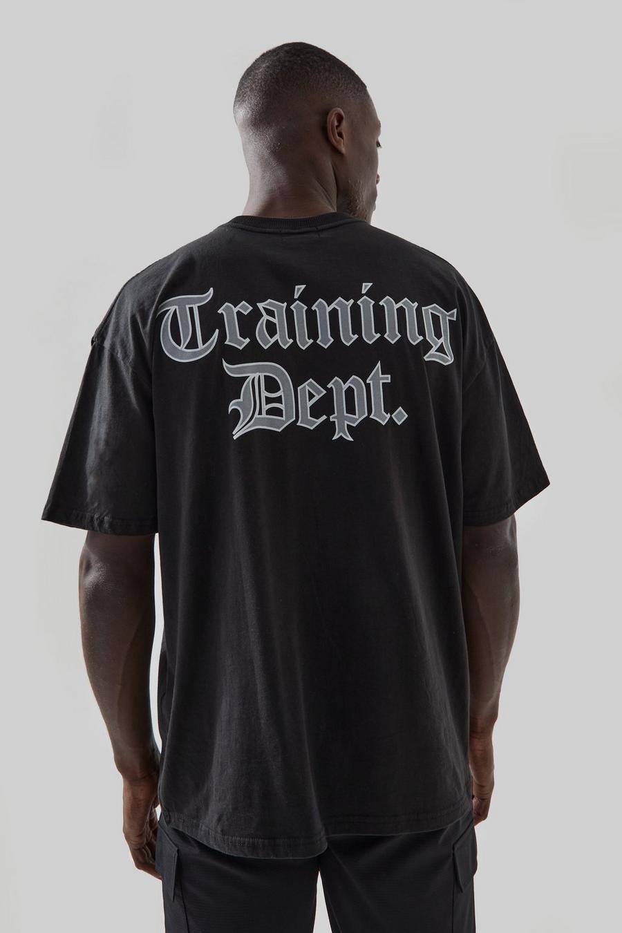 Black Active Training Dept Gothic Font Oversized Tshirt  image number 1