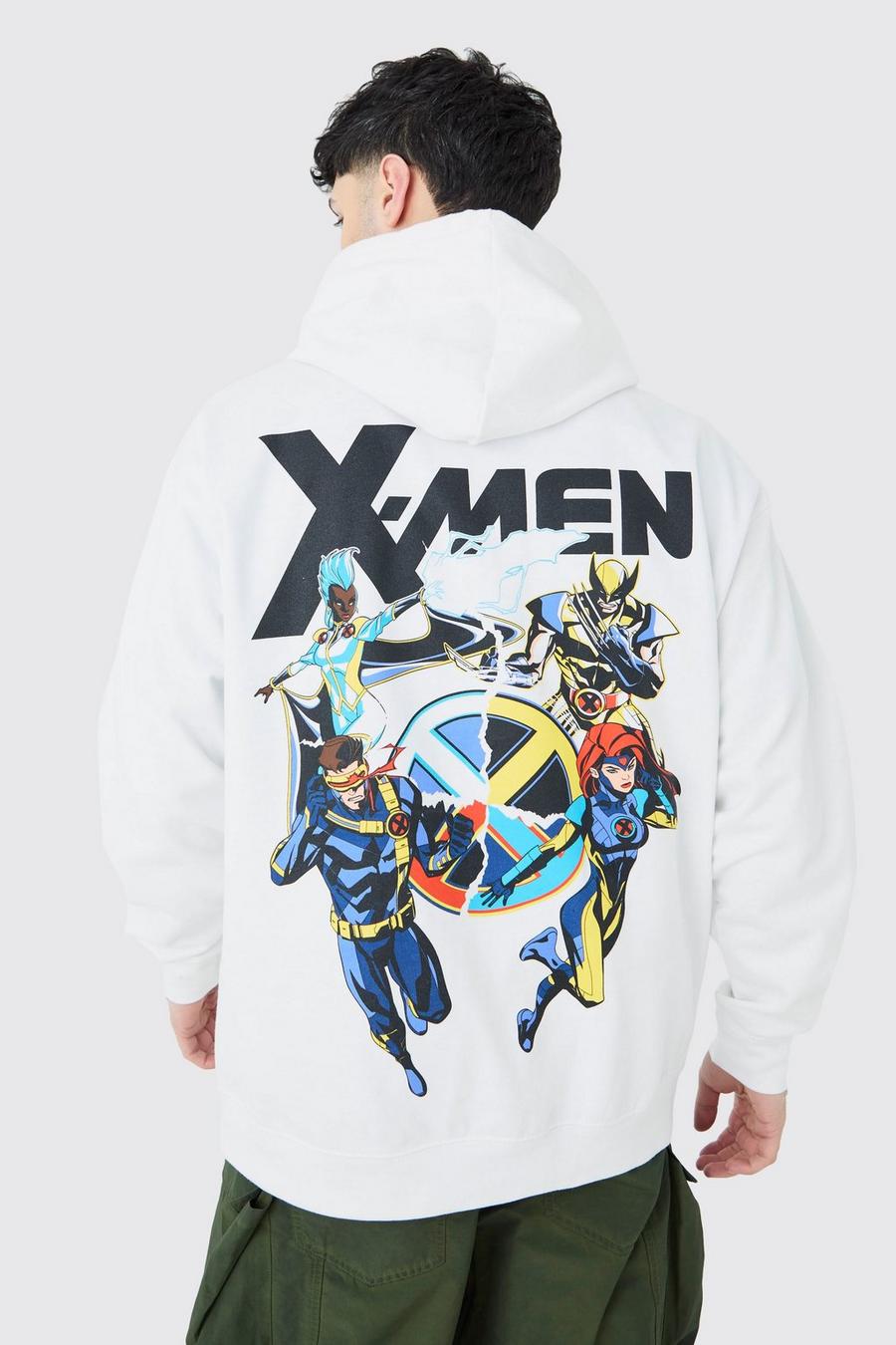 White X-Men Marvel Oversize hoodie med tryck image number 1
