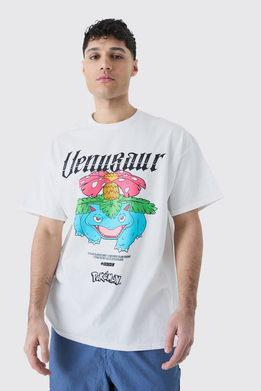White Pokemon Venusaur Oversize t-shirt med tryck image number 1