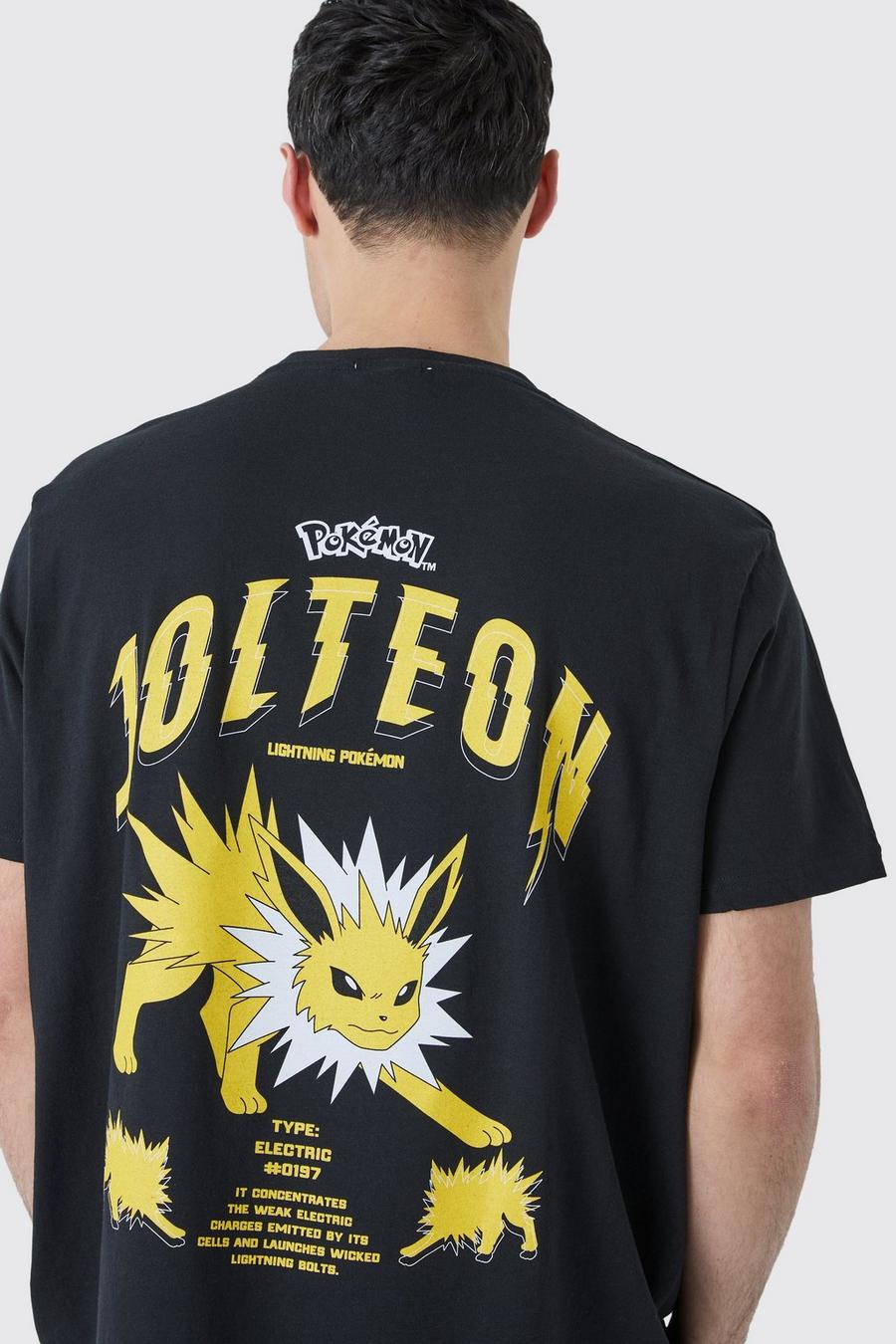 Camiseta oversize con estampado de Pokemon Jolteon, Black image number 1