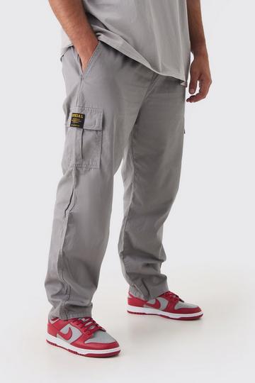 Plus Fixed Waist Straight Fit Cargo Pants grey