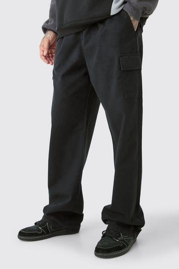 Tall Elastic Waist Twill Relaxed Fit Cargo Trouser black