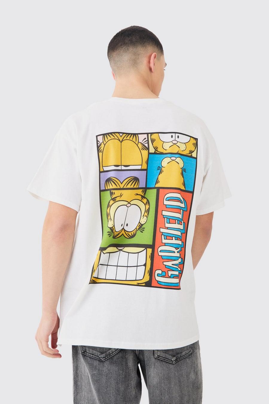 White Garfield Oversize t-shirt med tryck image number 1