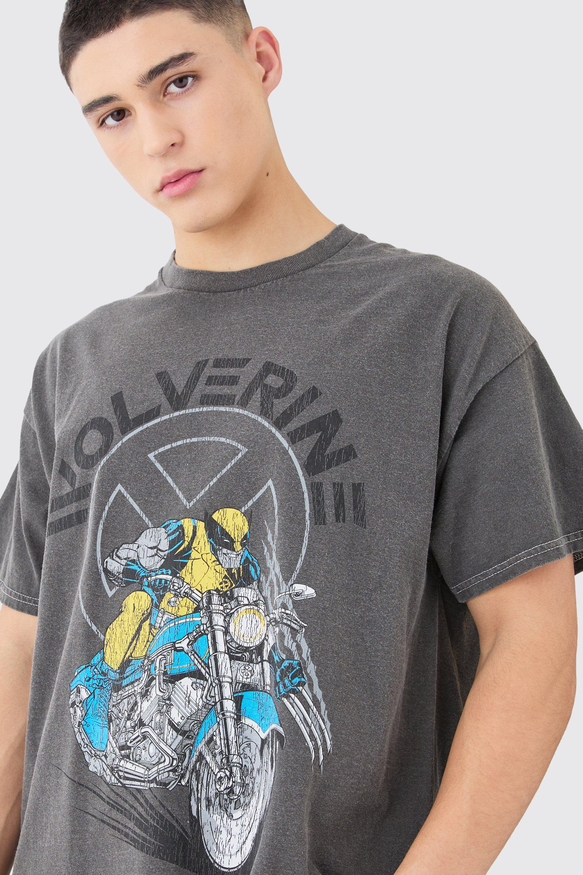 Oversized X Men Wolverine Wash License T-shirt | boohoo CA