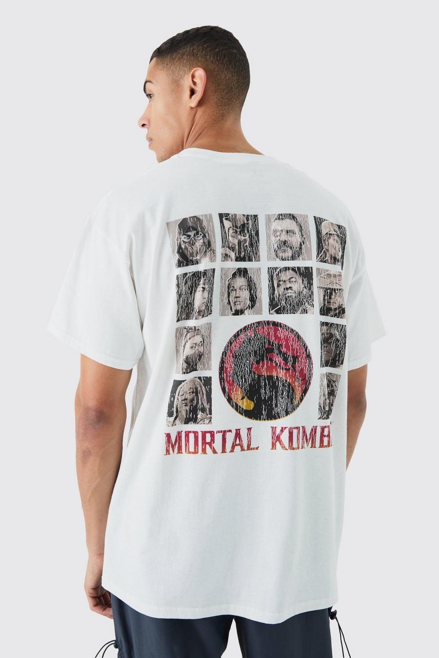 White Mortal Kombat Oversize t-shirt med tryck