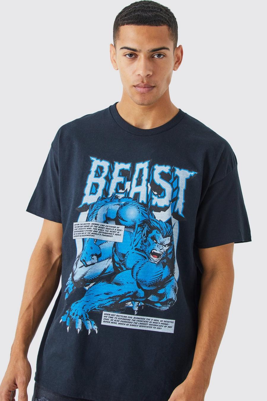 Oversize T-Shirt mit X Men Beast Print, Black image number 1
