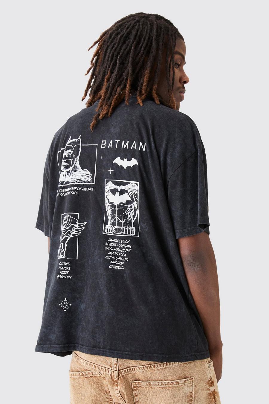 Charcoal Batman Oversize t-shirt med tvättad effekt image number 1