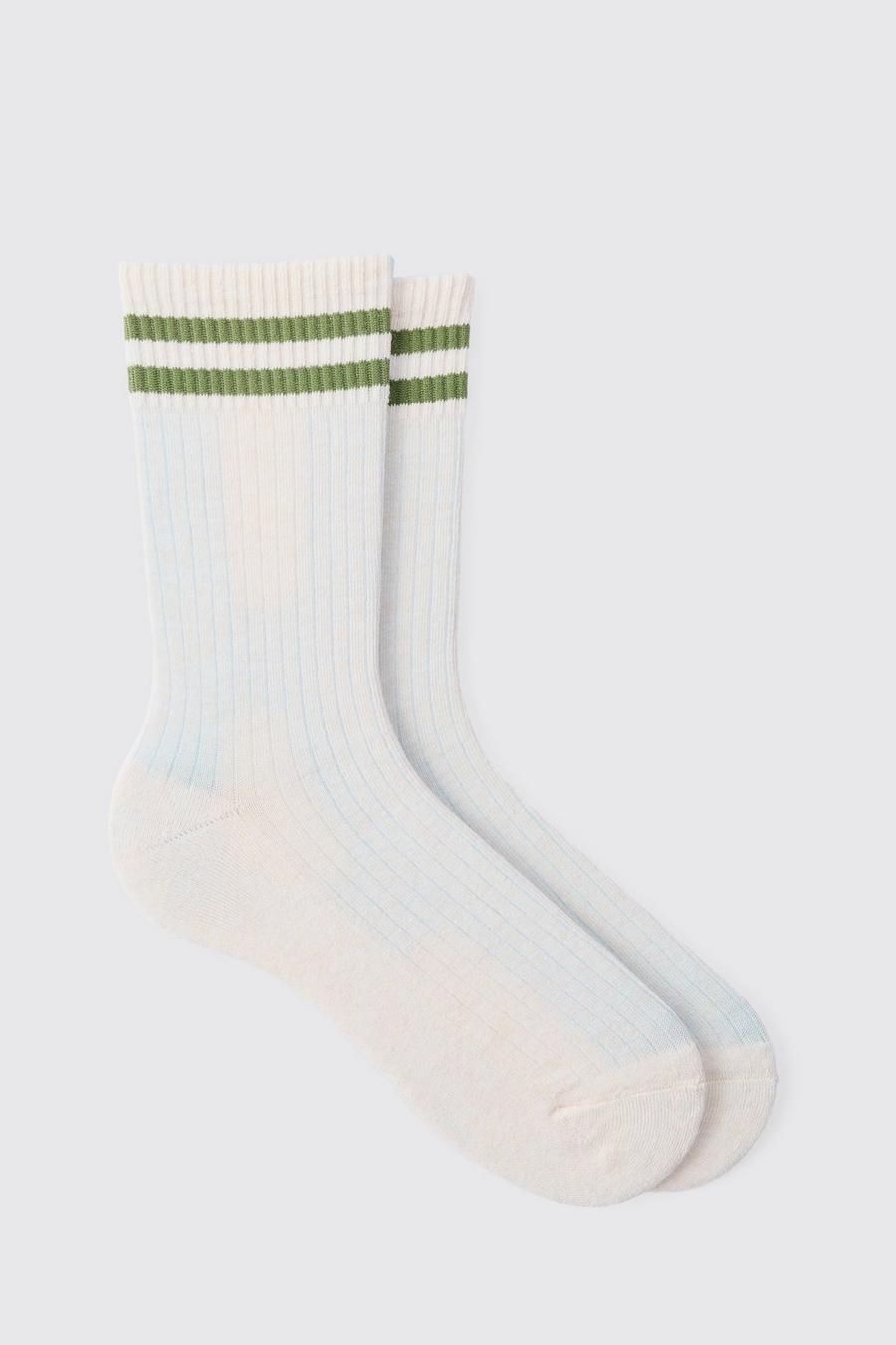 Gestreifte Socken in Waffeloptik, Green image number 1
