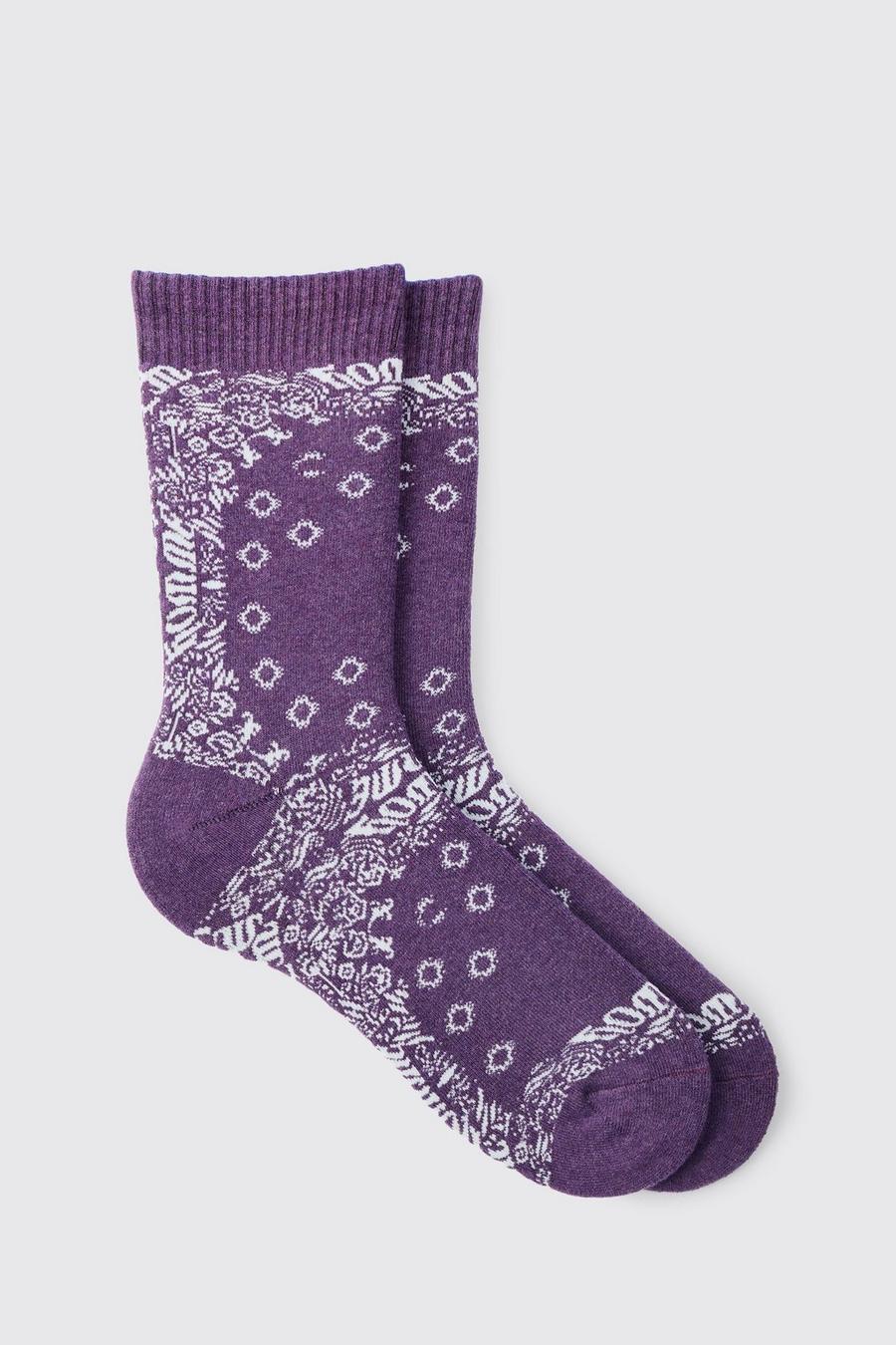 Purple Bandana Print Socks image number 1